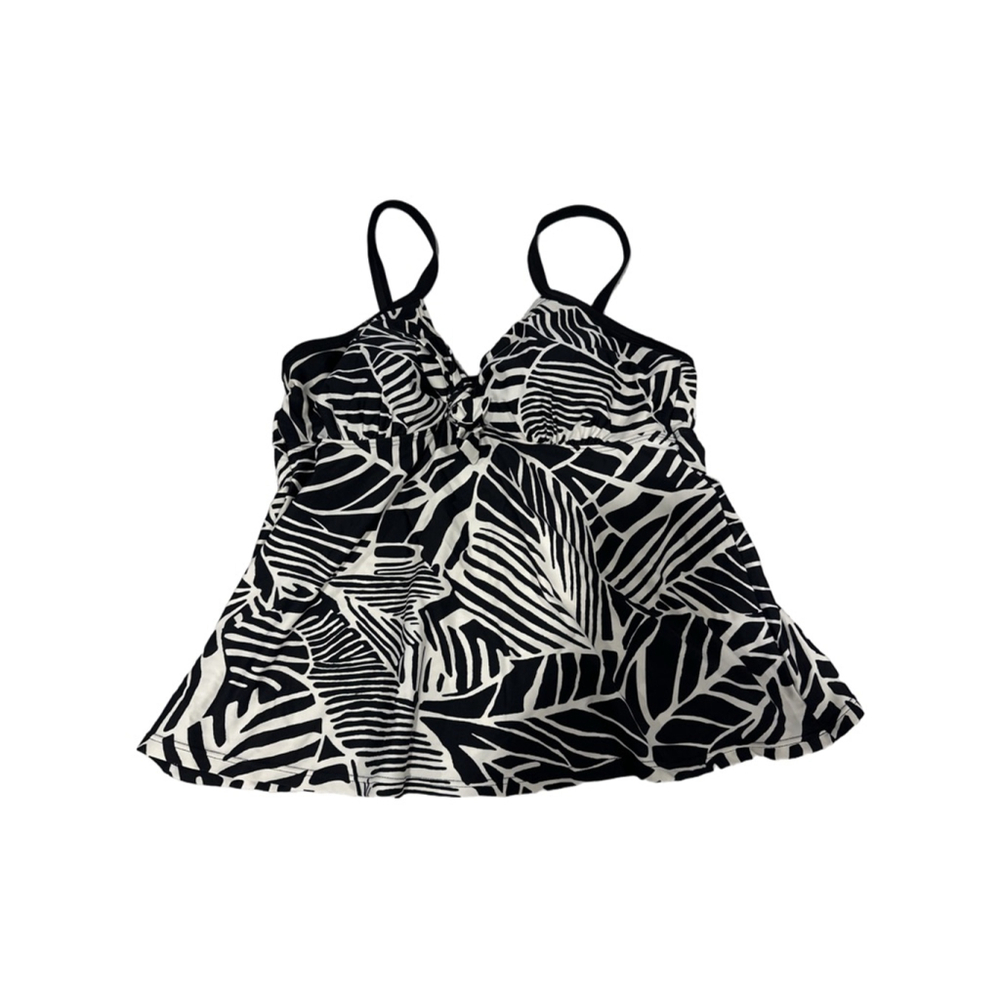 Women's ATTARCO Tankini Top Black/White Leaf Print Size 16